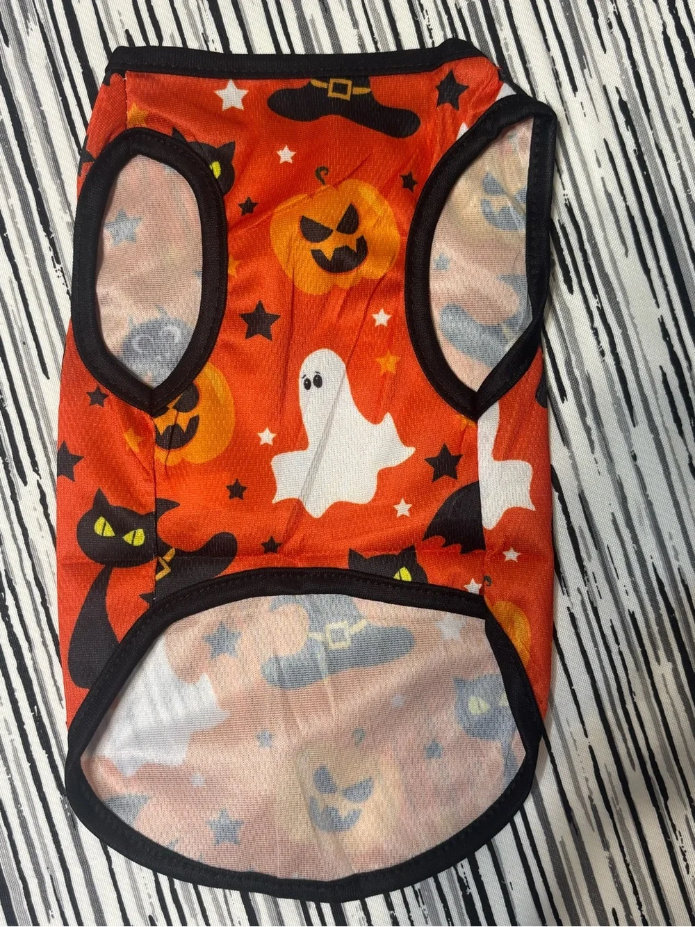 Pets Halloween Costume Shirt - Orange Ghost, Pumpkin & Bat Print
